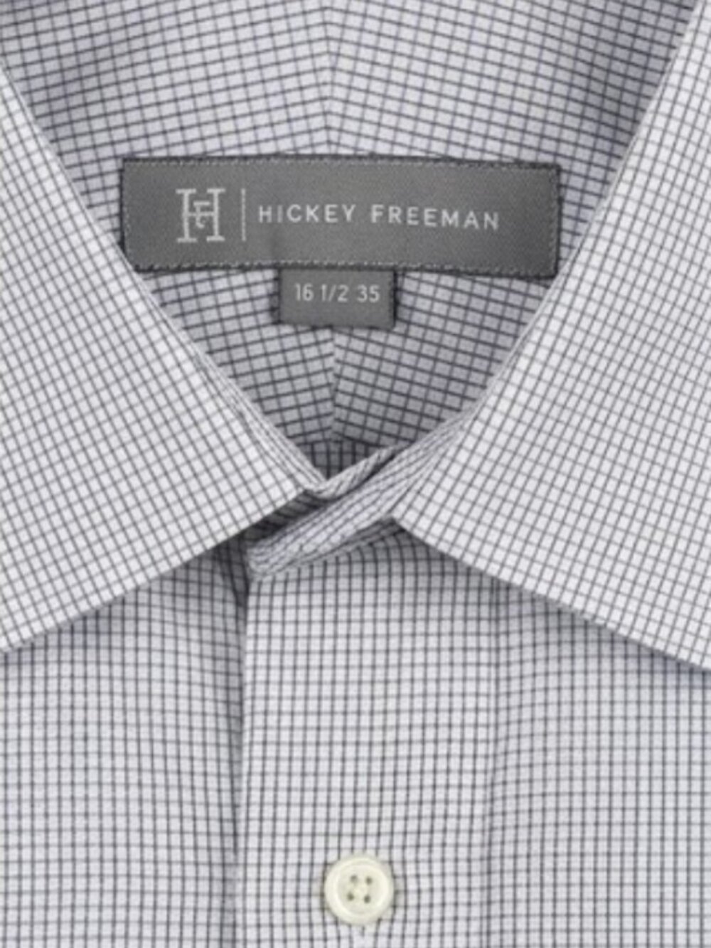 Hickey Freeman grey and white Dress Shirt 16 1/2 35